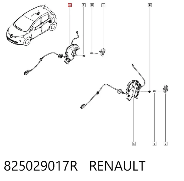 Замок двери задней правой 825029017R Renault (RVI)