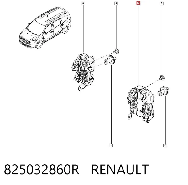 Замок двери задней левой 825032860R Renault (RVI)
