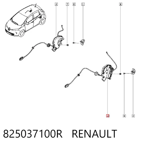 Замок двери задней левой 825037100R Renault (RVI)