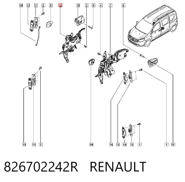 Замок двери боковой сдвижной правой 826702242R Renault (RVI)