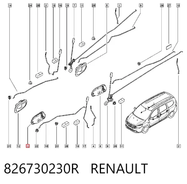 Ручка двери передней внутренняя левая 826730230R Renault (RVI)