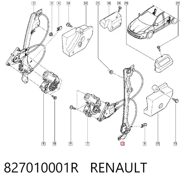 Механизм стеклоподъемника двери задней левой 827010001R Renault (RVI)