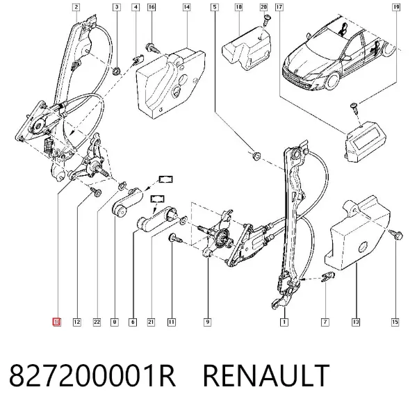 Стеклоподъемник передней правой двери 827200001R Renault (RVI)