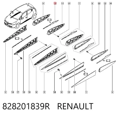 Молдинг двери задней правой RENAULT 828201839R