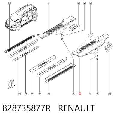 Накладка багажника (двери 3/5-й задней) левая RENAULT 828735877R