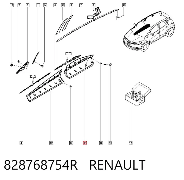 Накладка двери задней правой 828768754R Renault (RVI)