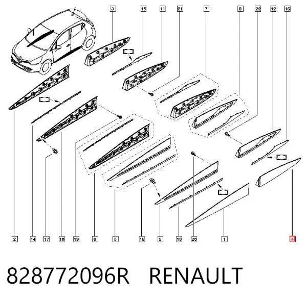 Молдинг задней левой двери 828772096R Renault (RVI)