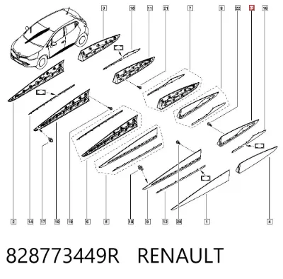 Молдинг двери задней левой RENAULT 828773449R