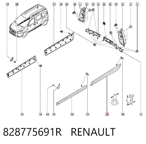 Накладка двери задней левой 828775691R Renault (RVI)