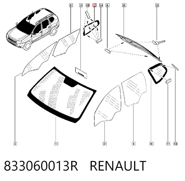 Стекло кузова (багажного отсека) правое 833060013R Renault (RVI)