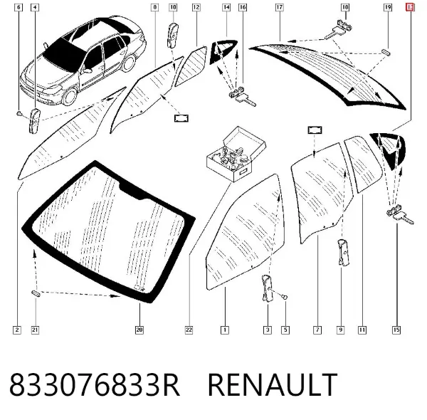 Стекло боковое (спальника) левое 833076833R Renault (RVI)