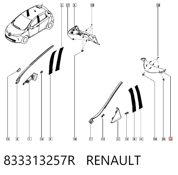Молдинг крыла заднего левого 833313257R Renault (RVI)