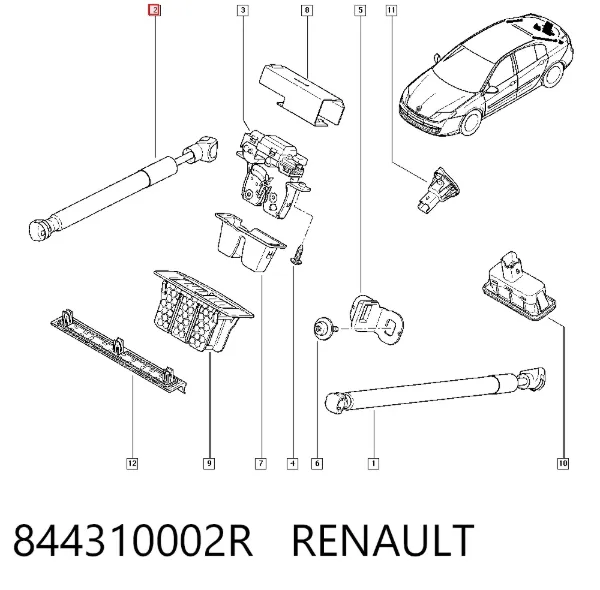 Амортизатор багажника 844310002R Renault (RVI)