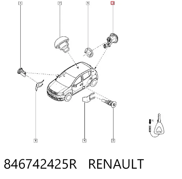 Личинка замка багажника 846742425R Renault (RVI)