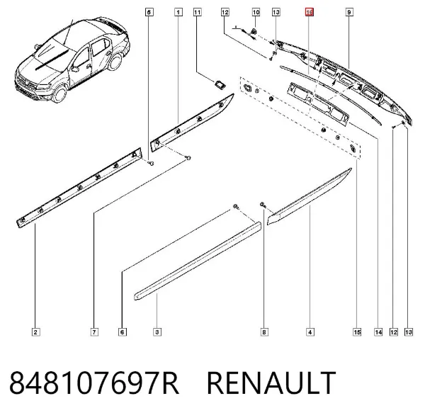 Молдинг крышки багажника 848107697R Renault (RVI)