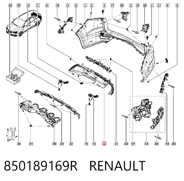 Спойлер заднего бампера 850189169R Renault (RVI)