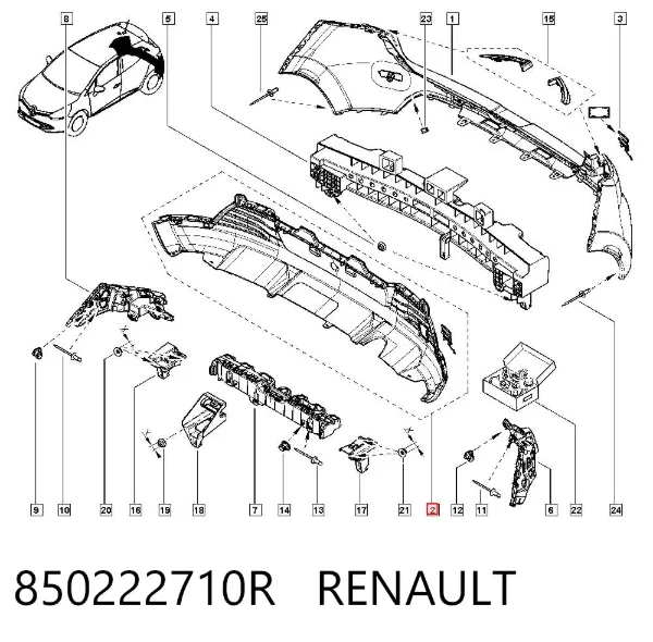 Нижняя часть заднего бампера 850222710R Renault (RVI)