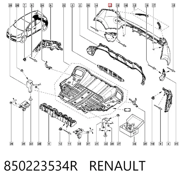 Задний бампер 850223534R Renault (RVI)