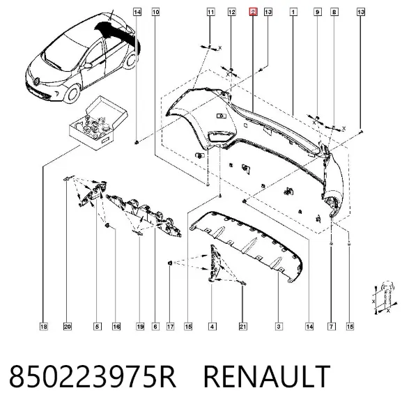 Задний бампер 850223975R Renault (RVI)