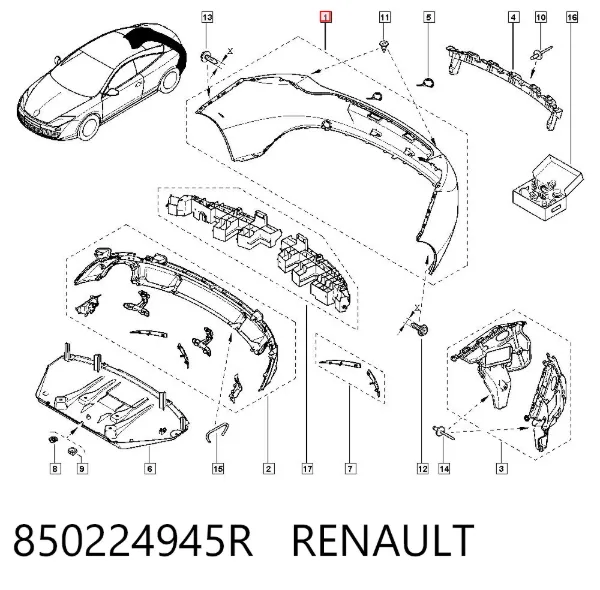 Задний бампер 850224945R Renault (RVI)