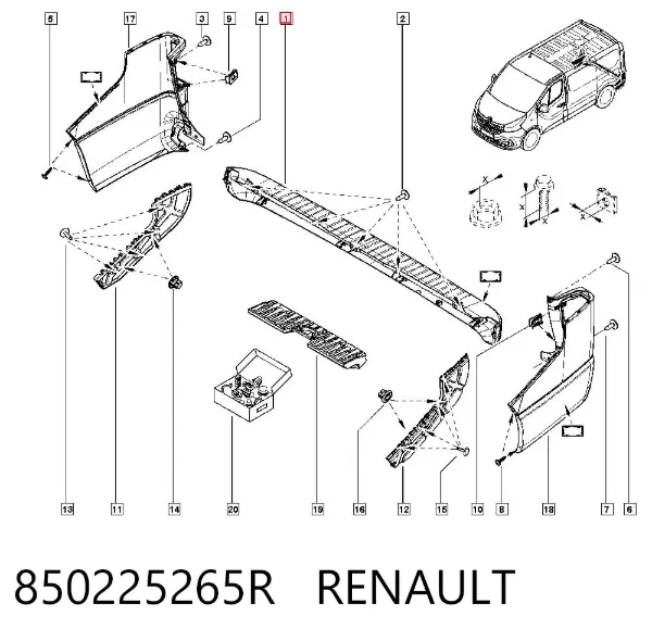 Задний бампер 850225265R Renault (RVI)