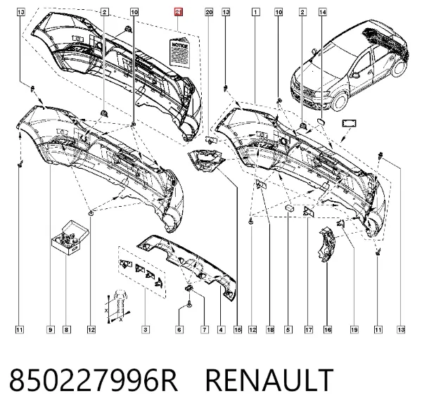 Задний бампер 850227996R Renault (RVI)