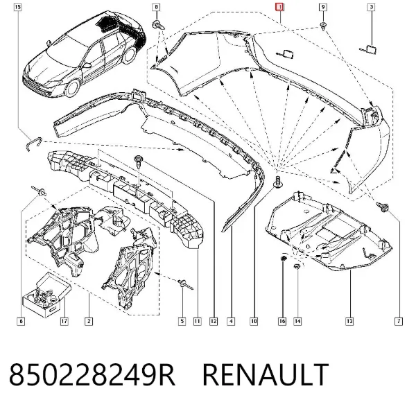 Задний бампер 850228249R Renault (RVI)
