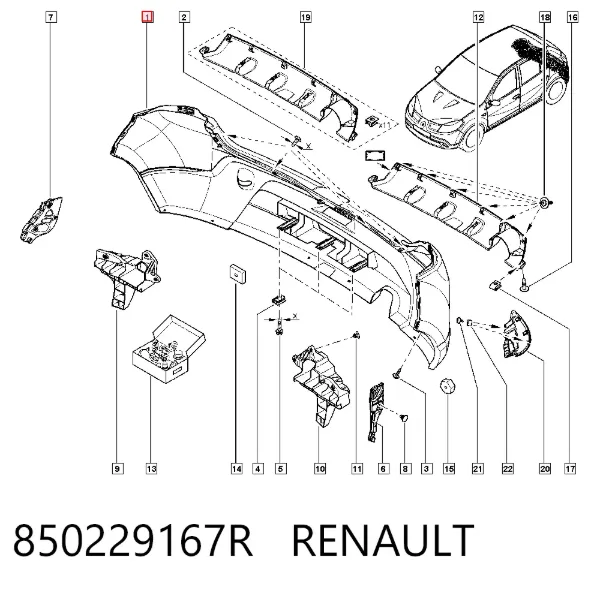 Задний бампер 850229167R Renault (RVI)