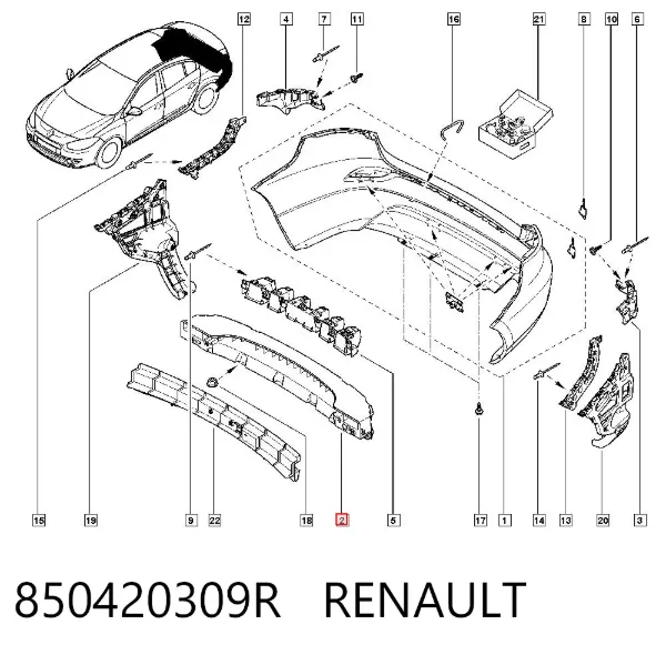 Абсорбер заднего бампера 850420309R Renault (RVI)
