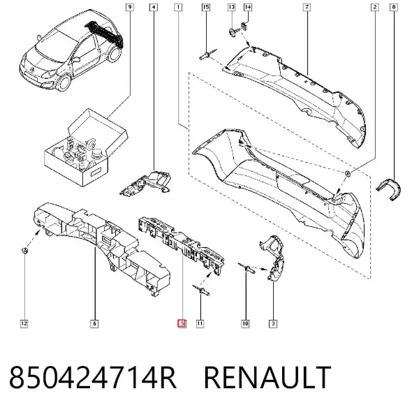 Комплект кронштейнов/крепежей заднего бампера 850424714R Renault (RVI)