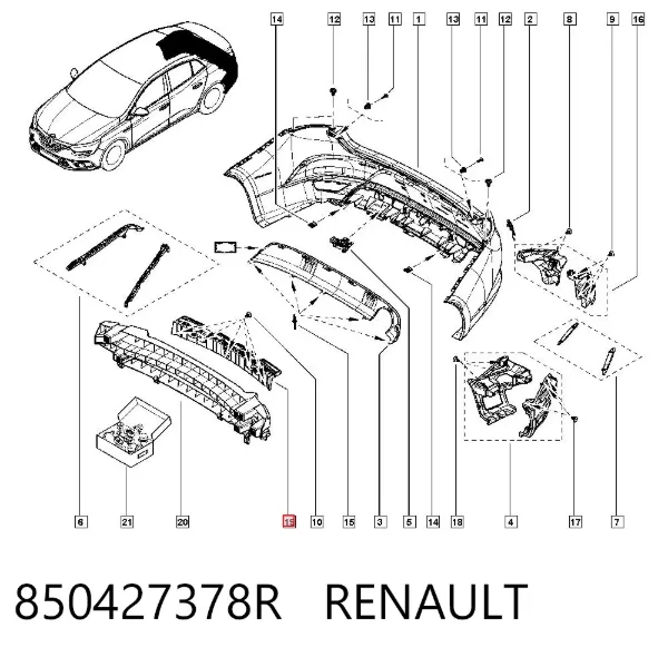 Кронштейн бампера заднего центральный 850427378R Renault (RVI)