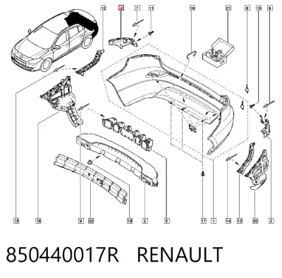 Кронштейн бампера заднего внешний правый RENAULT 850440017R