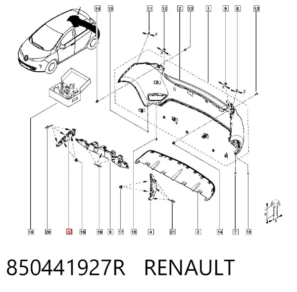 Кронштейн бампера заднего правый 850441927R Renault (RVI)