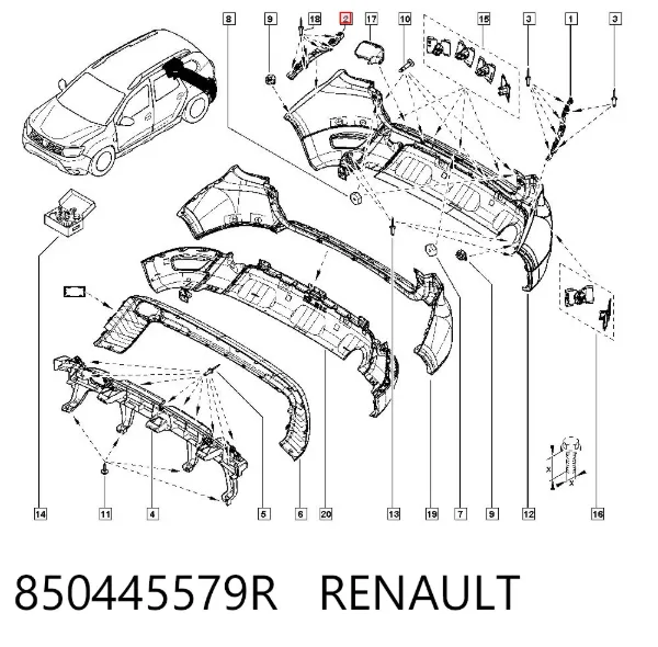 Кронштейн бампера заднего правый 850445579R Renault (RVI)