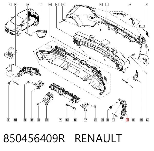 Кронштейн бампера заднего левый 850456409R Renault (RVI)