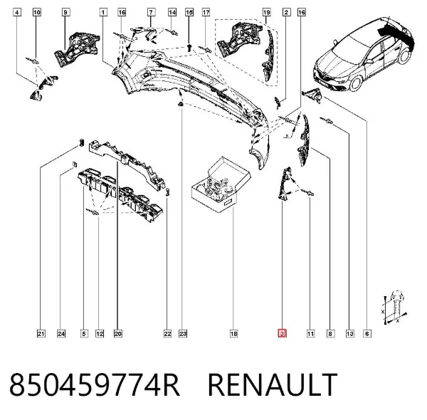 Кронштейн бампера заднего левый 850459774R Renault (RVI)