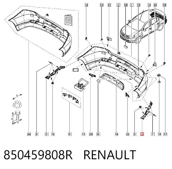 Кронштейн бампера заднего левый 850459808R Renault (RVI)
