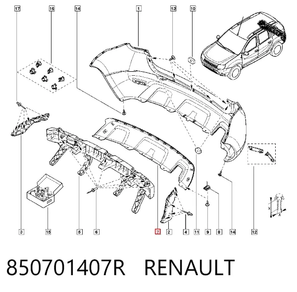 Накладка бампера заднего 850701407R Renault (RVI)
