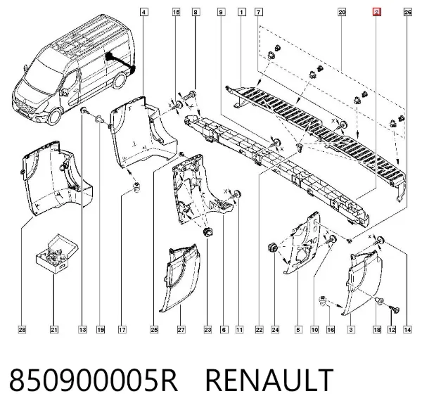 Усилитель заднего бампера 850900005R Renault (RVI)