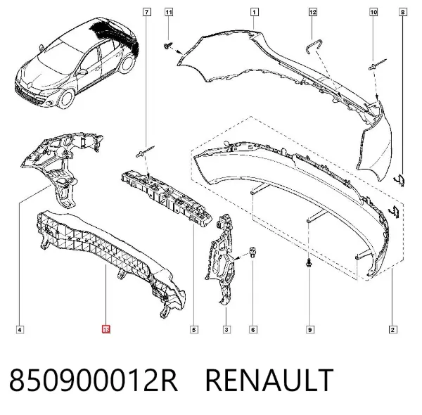 Усилитель заднего бампера 850900012R Renault (RVI)