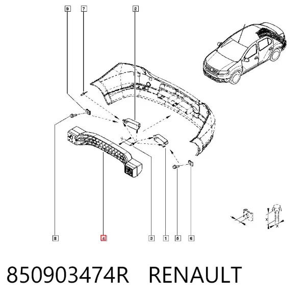 Усилитель заднего бампера 850903474R Renault (RVI)