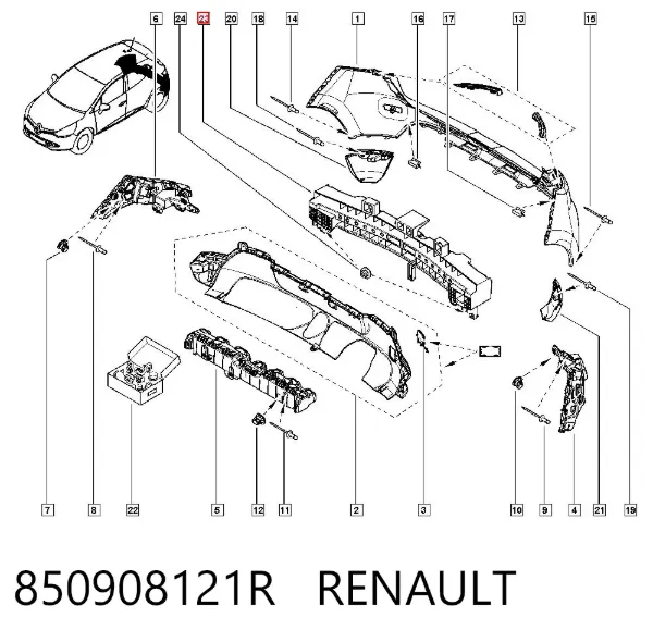 Усилитель заднего бампера 850908121R Renault (RVI)