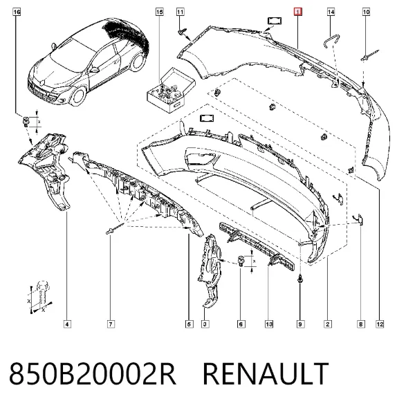 Задний бампер 850B20002R Renault (RVI)