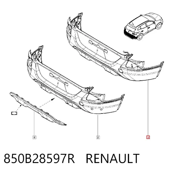 Задний бампер 850B28597R Renault (RVI)