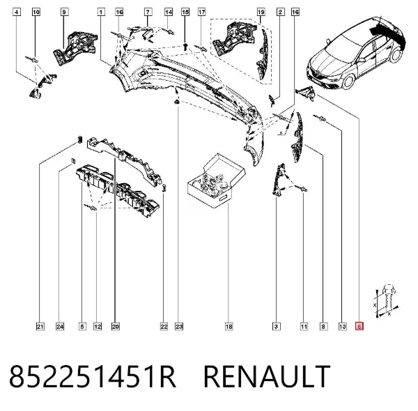 Кронштейн бампера заднего левый 852251451R Renault (RVI)