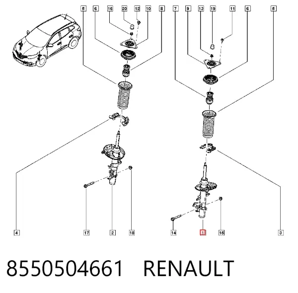 Амортизатор передний левый 8550504661 Renault (RVI)
