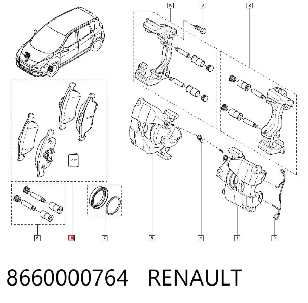 Передние тормозные колодки 8660000764 Renault (RVI)