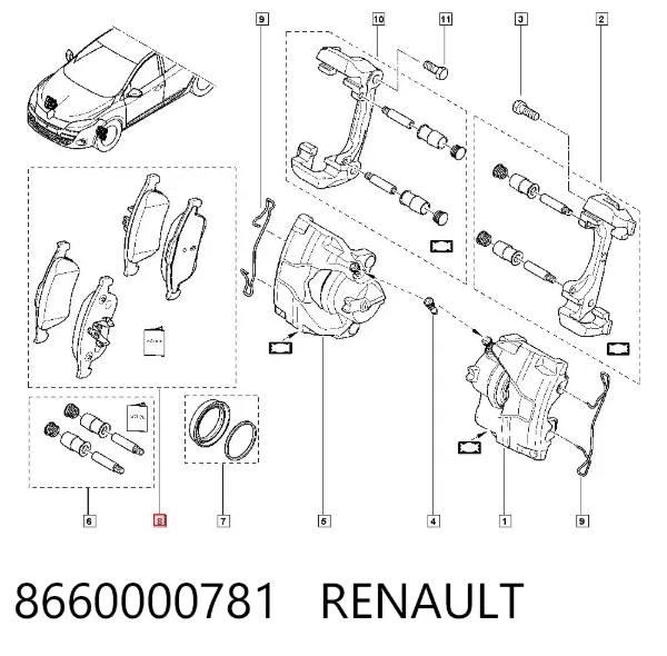 Передние тормозные колодки 8660000781 Renault (RVI)