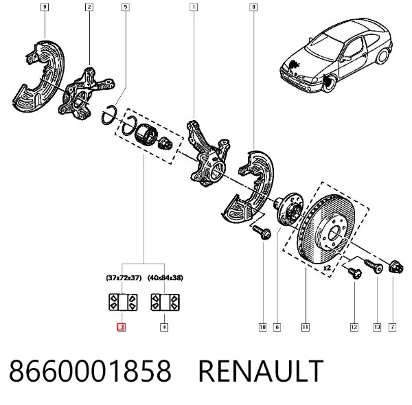 Подшипник ступицы 8660001858 Renault (RVI)