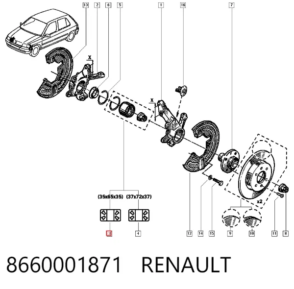 Подшипник ступицы 8660001871 Renault (RVI)